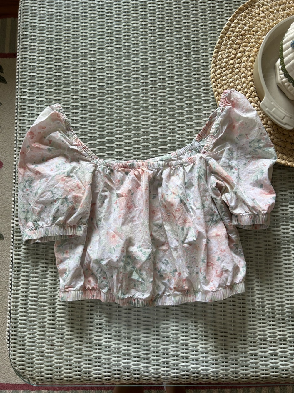 H&M Pastel Pink and Mint Floral Cotton Top
